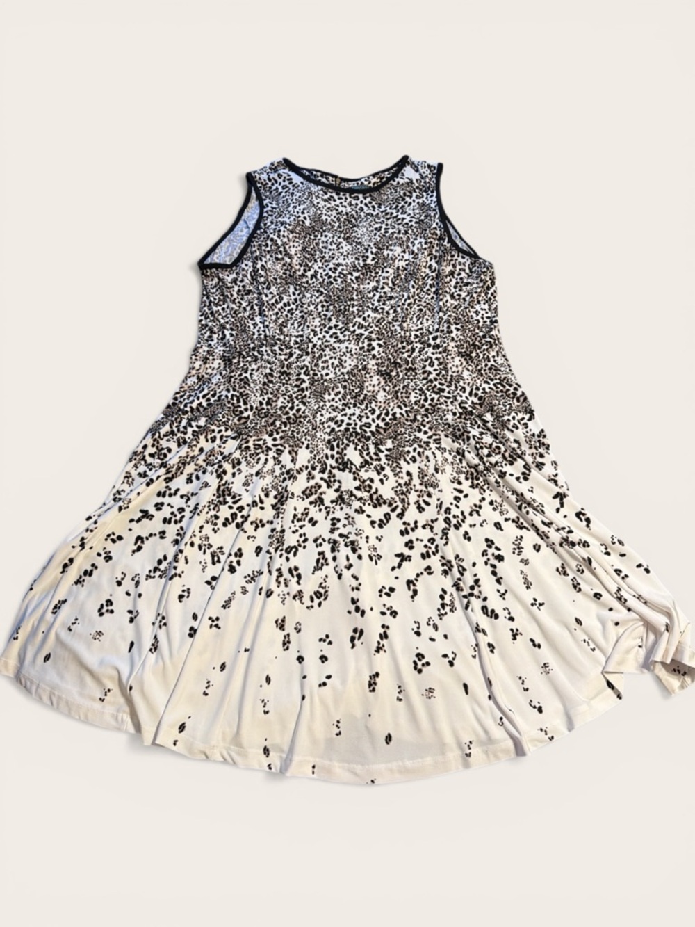 Gabby Skye Women's Sleeveless Round Neck Ity Fit and Flare Dress Brown Cream 18W - Picture 3 of 5